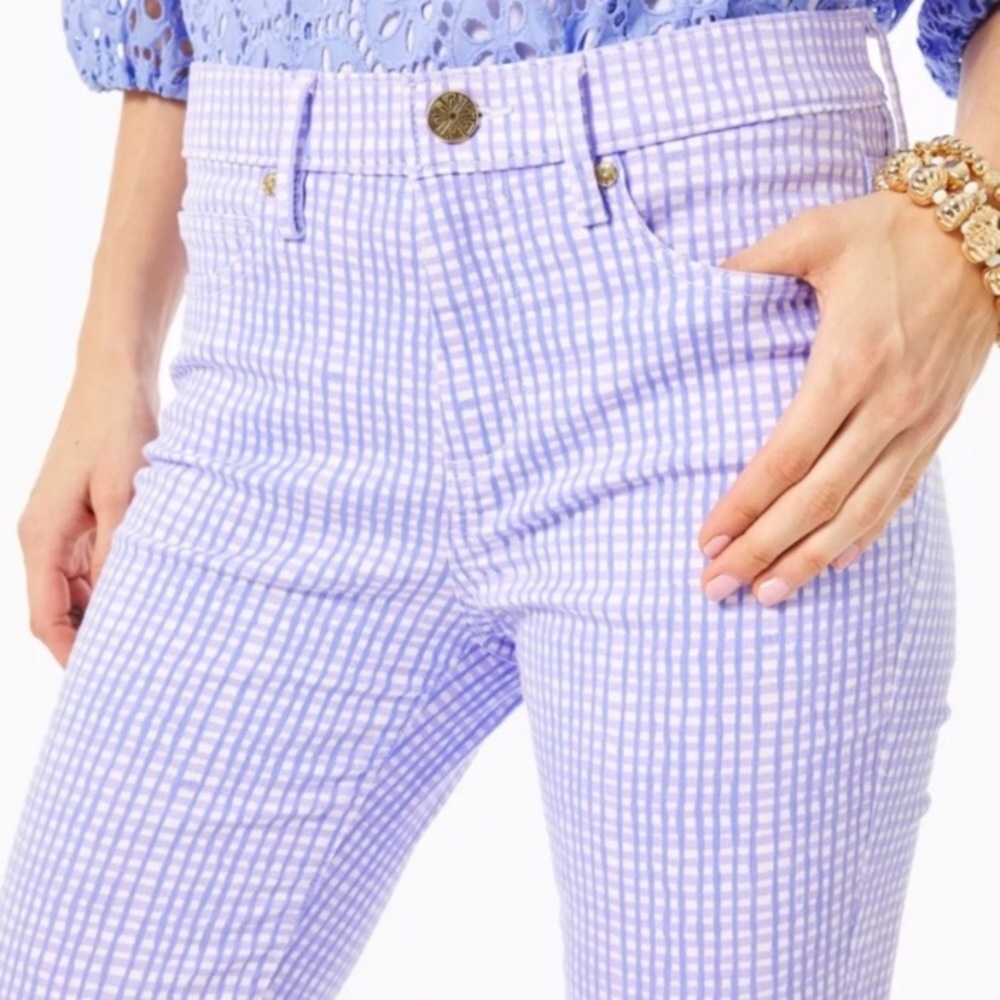 Lilly Pulitzer | South Ocean high rise pants in light lilac verbena gingham